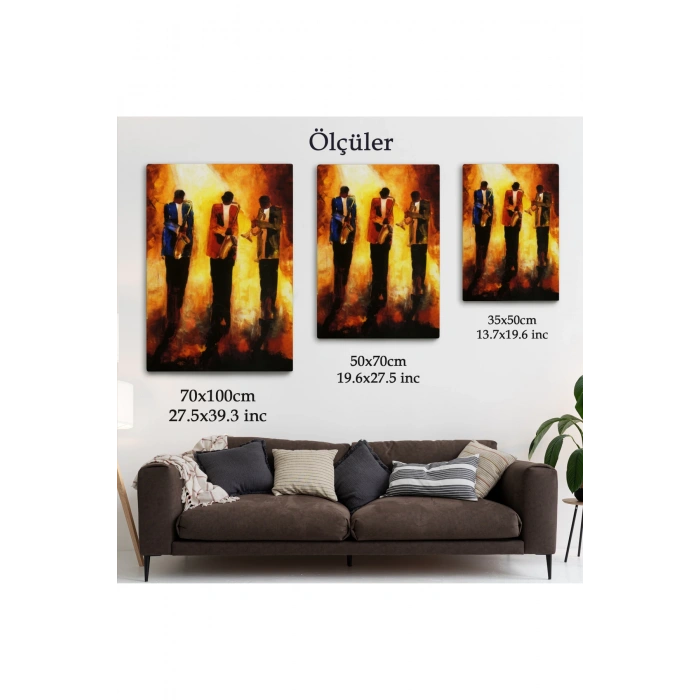 Saksafon Çalan Müzik Grubu Dekoratif Duvar Tablosu-6422