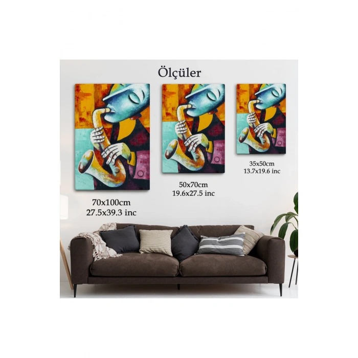 Saksafon Çalan Sürreal Müsizyen Dekoratif Duvar Tablosu-6423