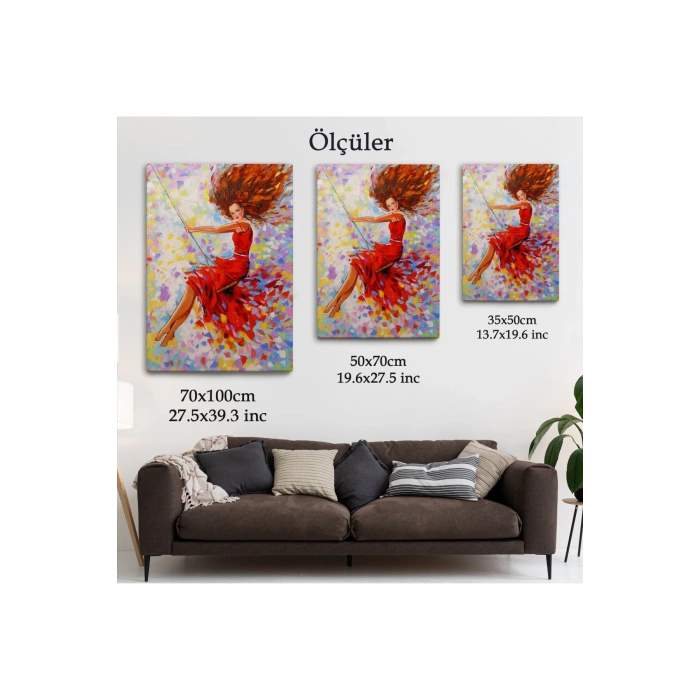 Salıncaktaki Kırmızı Elbiseli Kız Tablosu-6317