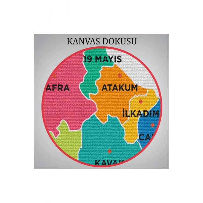 Samsun İli ve İlçeler Haritası  Dekoratif Kanvas Tablo 1445