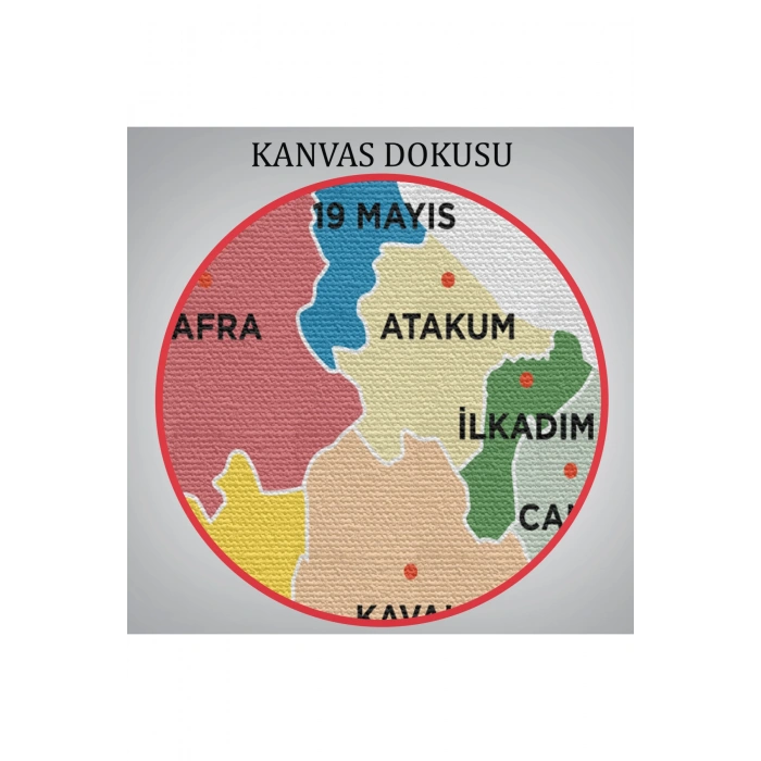 Samsun İli ve İlçeler Haritası  Dekoratif Kanvas Tablo 1446