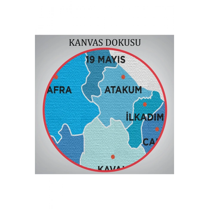 Samsun İli ve İlçeler Haritası  Dekoratif Kanvas Tablo 1447