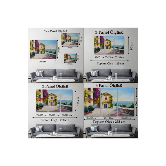 Santorinide Deniz Manzaralı Ev Kanvas Duvar Tablosu-1186