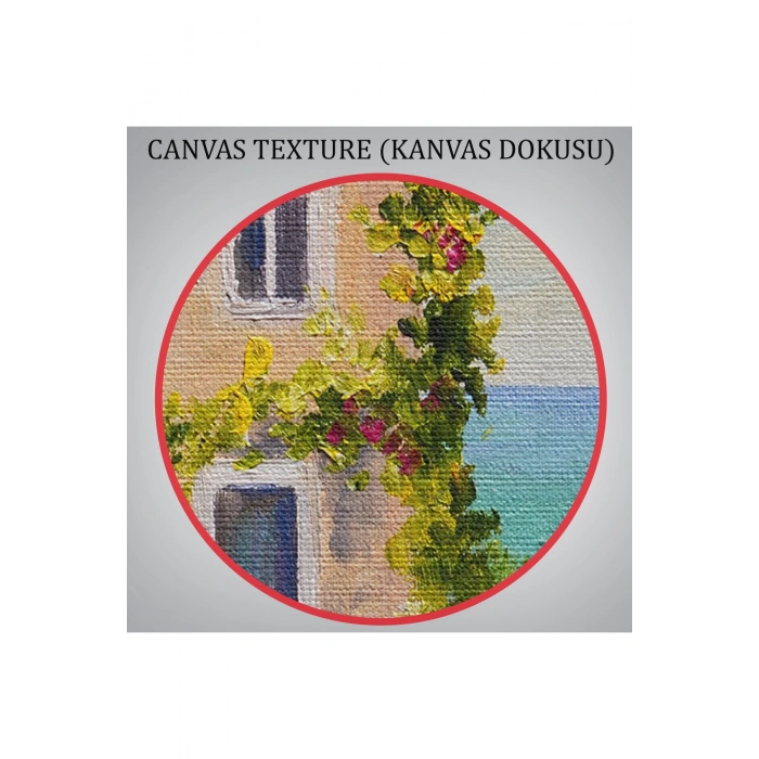 Santorinide Deniz Manzaralı Ev Kanvas Duvar Tablosu-1186