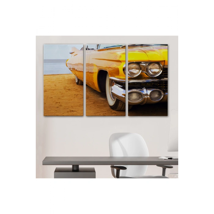 Sarı Klasik Araba Tablosu-6612
