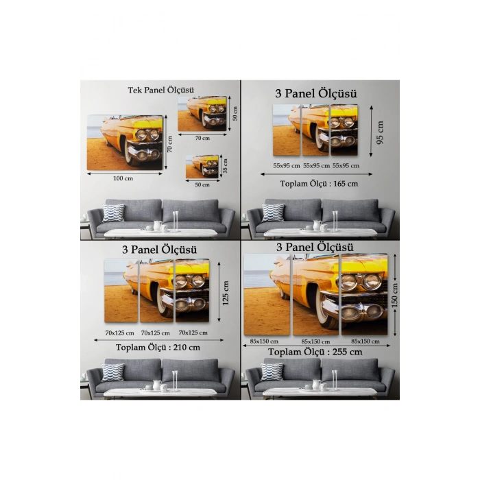 Sarı Klasik Araba Tablosu-6612