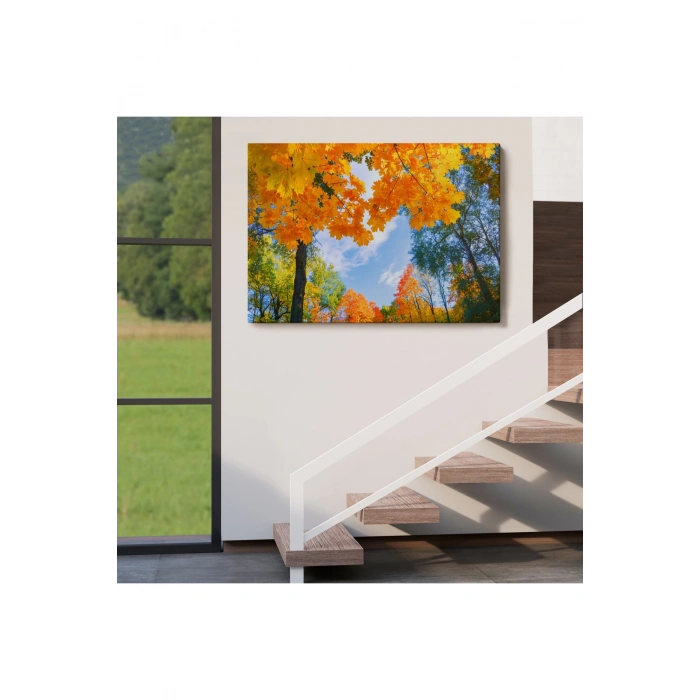 Sarı Yapraklı Sonbahar Manzarası Duvar Tablosu-1236