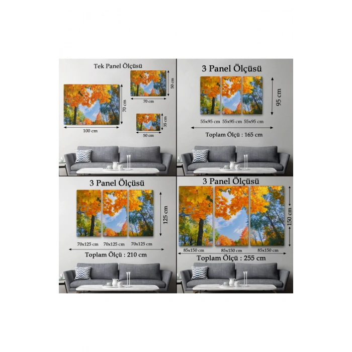 Sarı Yapraklı Sonbahar Manzarası Duvar Tablosu-1236