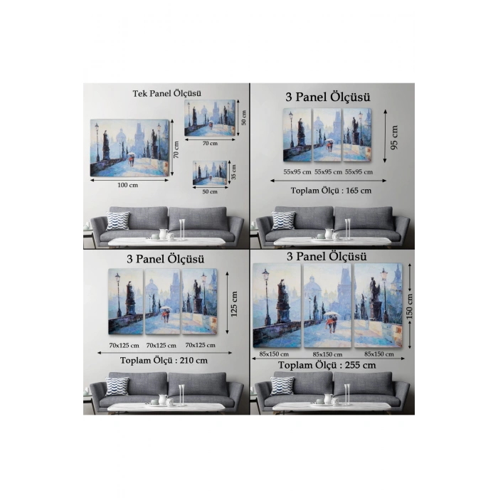 Şemsiye Altında Bir Çift Aşık Temalı Kanvas Duvar Tablosu-1187