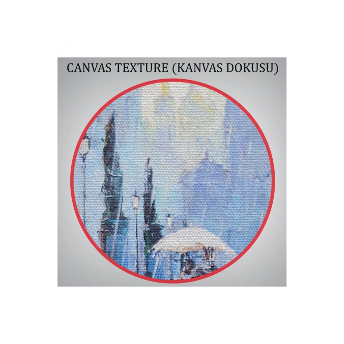 Şemsiye Altında Bir Çift Aşık Temalı Kanvas Duvar Tablosu-1187