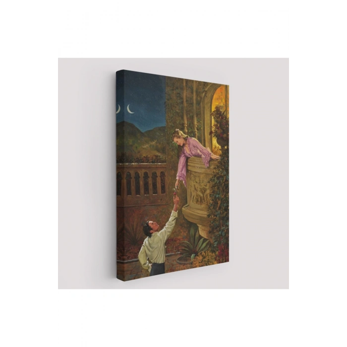 Sevgilisine Çiçek Veren Kadın Duvar Tablosu-6241