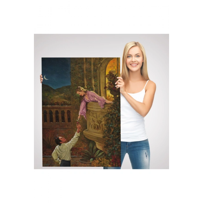 Sevgilisine Çiçek Veren Kadın Duvar Tablosu-6241