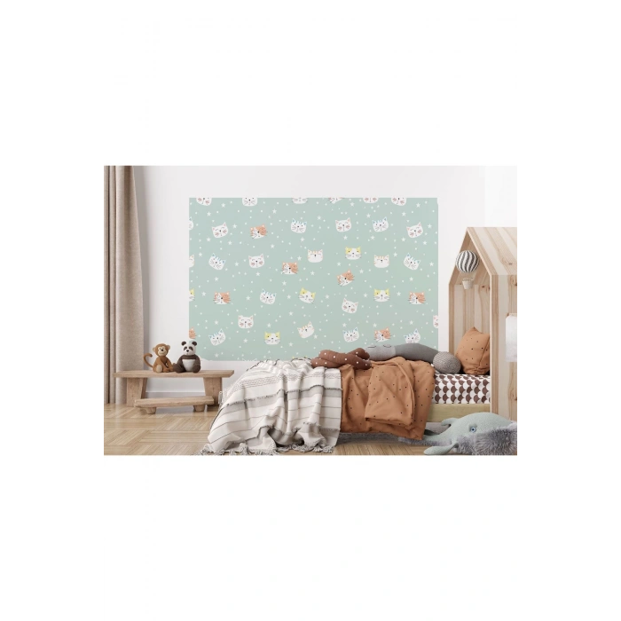 Sevimli Kediler Desenli Duvar Kağıdı-5721