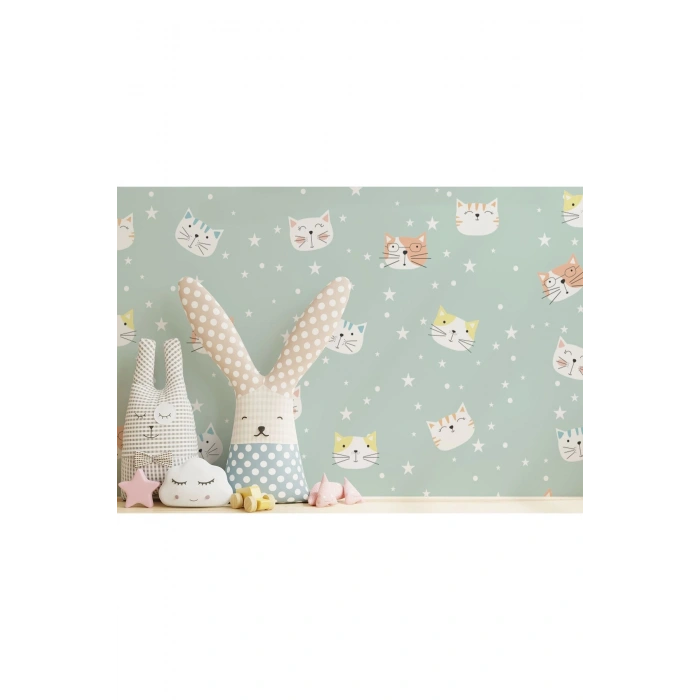 Sevimli Kediler Desenli Duvar Kağıdı-5721