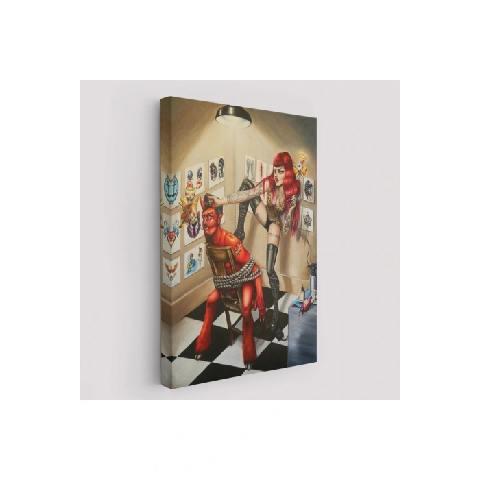 Şeytanı Yakalayan Dövmeci Kız Duvar Tablosu-6285
