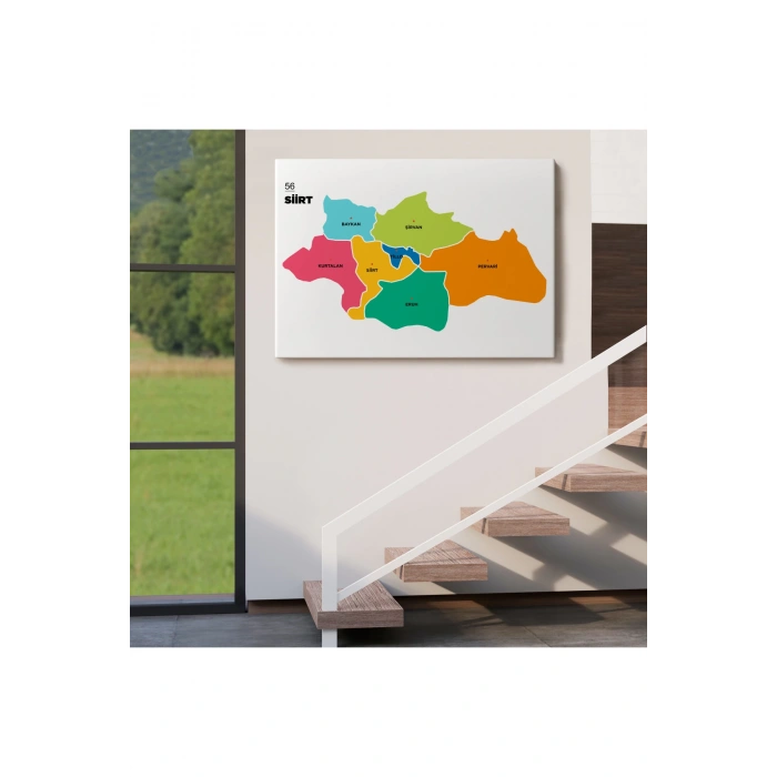 Siirt İli ve İlçeler Haritası  Dekoratif Kanvas Tablo 1448