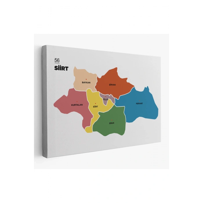 Siirt İli ve İlçeler Haritası  Dekoratif Kanvas Tablo 1449