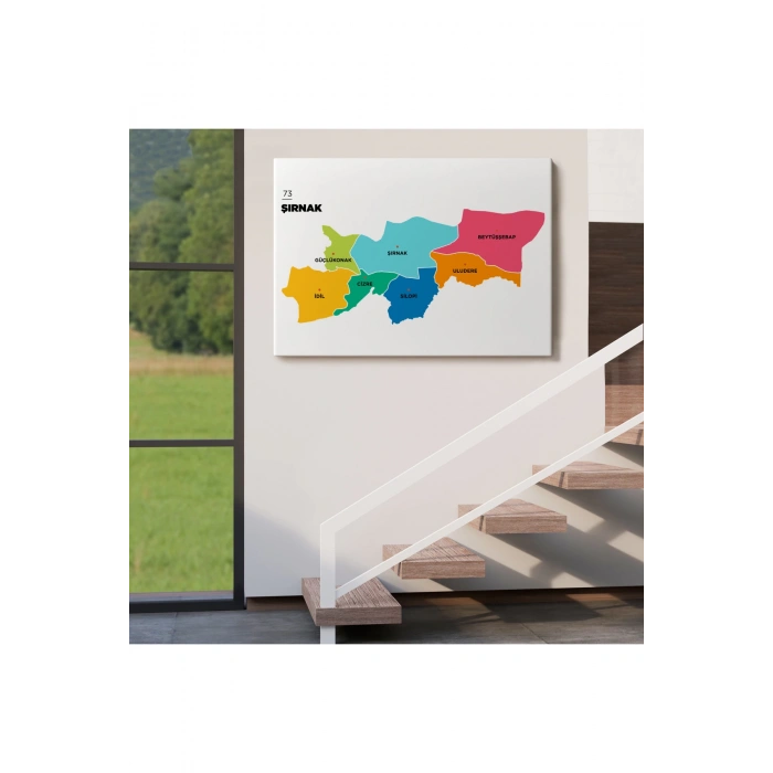 Şırnak İli ve İlçeler Haritası  Dekoratif Kanvas Tablo 1460