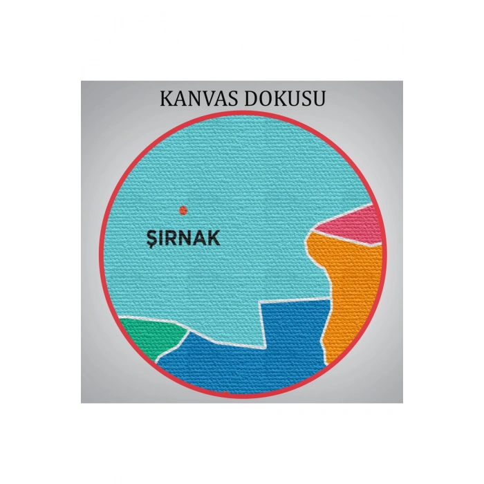 Şırnak İli ve İlçeler Haritası  Dekoratif Kanvas Tablo 1460