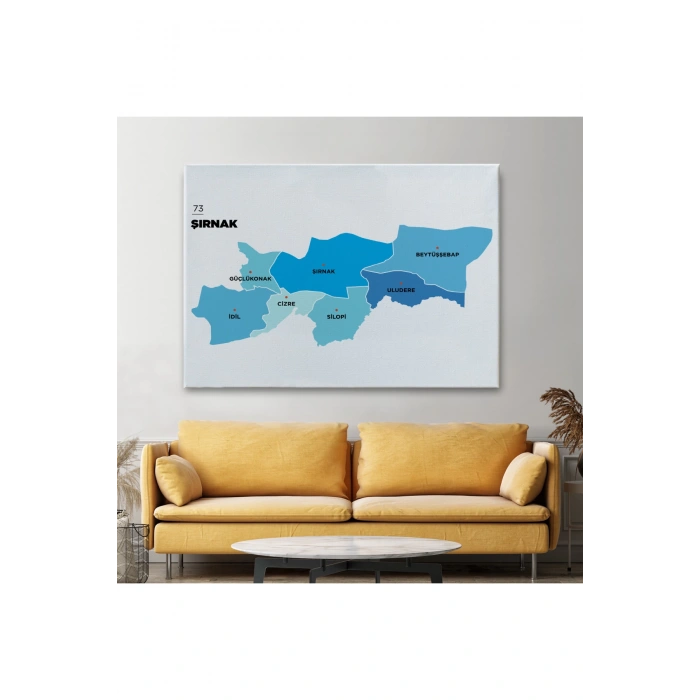 Şırnak İli ve İlçeler Haritası  Dekoratif Kanvas Tablo 1462