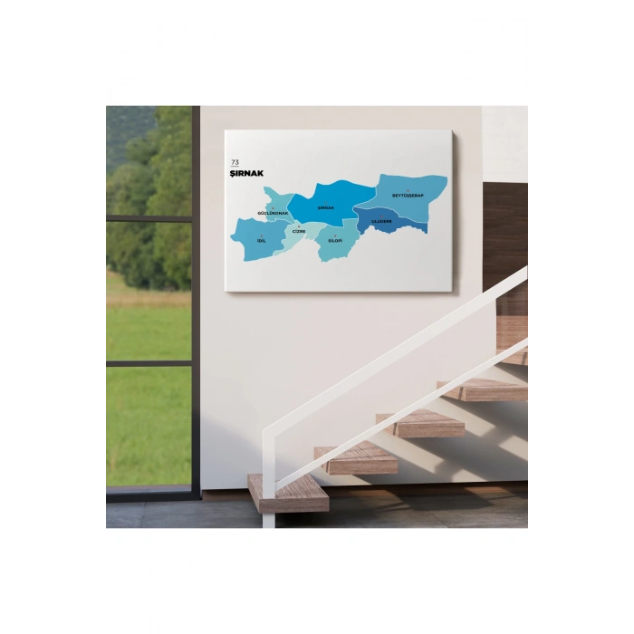 Şırnak İli ve İlçeler Haritası  Dekoratif Kanvas Tablo 1462