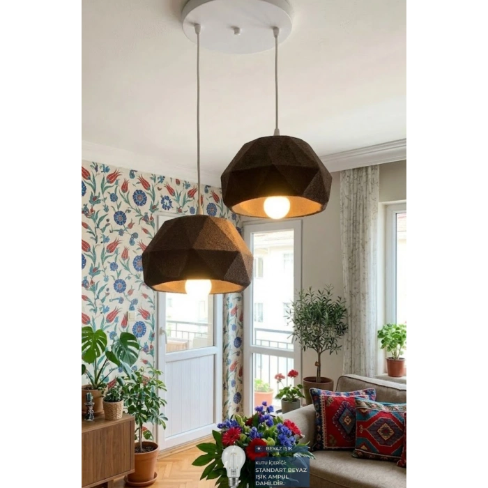 Siyah 2 Li Geometrik Avize 25 x 25