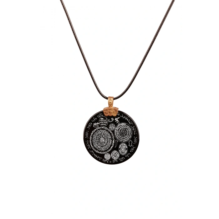 Siyah Çok Dualı Akik Taşı Kolye, Manevi Sembollerle Şifa Ve Denge