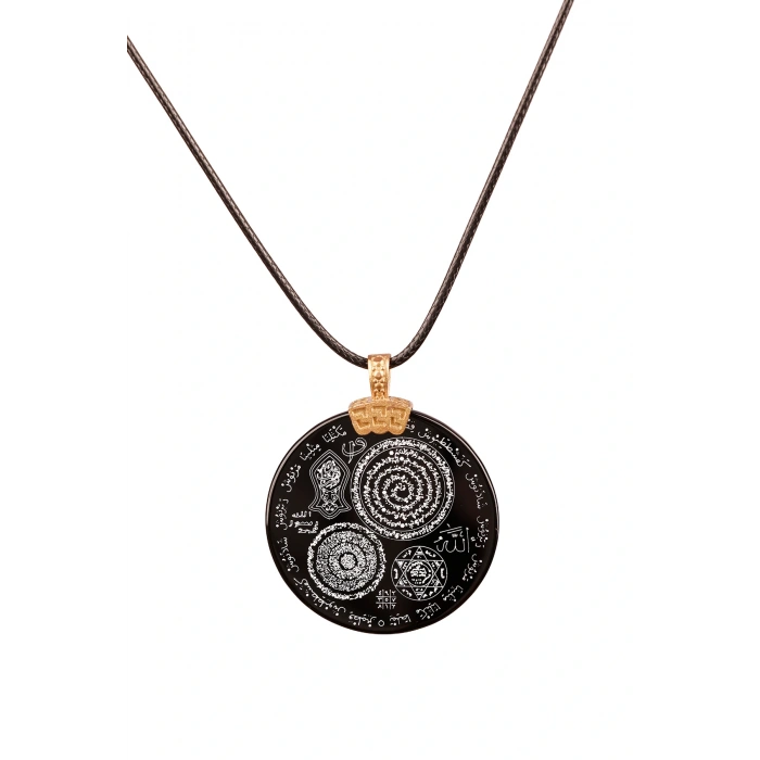 Siyah Çok Dualı Akik Taşı Kolye, Manevi Sembollerle Şifa Ve Denge