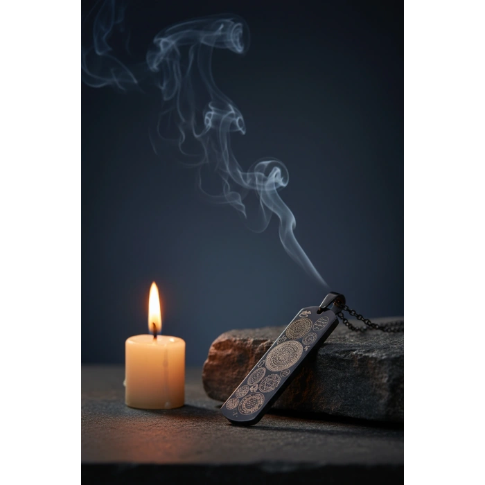 Siyah Dikdörtgen Titanyum Kaplama Dualı Çelik Kolye Çelik Zincirli kararmaz paslanmaz