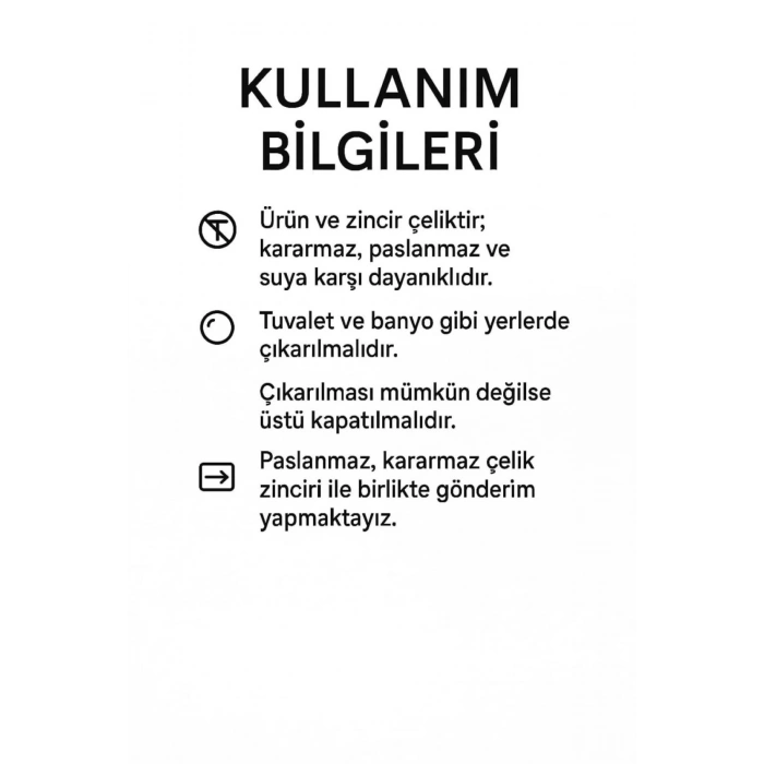 Siyah Renk İlâhe Ente Maksûdî Çelik Kolye Paslanmaz Zincir Kararmaz