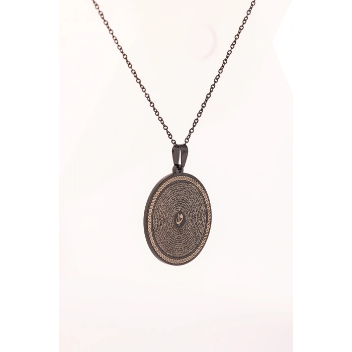 Siyah Renk Yasin-i Şerif Çelik Kolye Paslanmaz Zincir Kararmaz