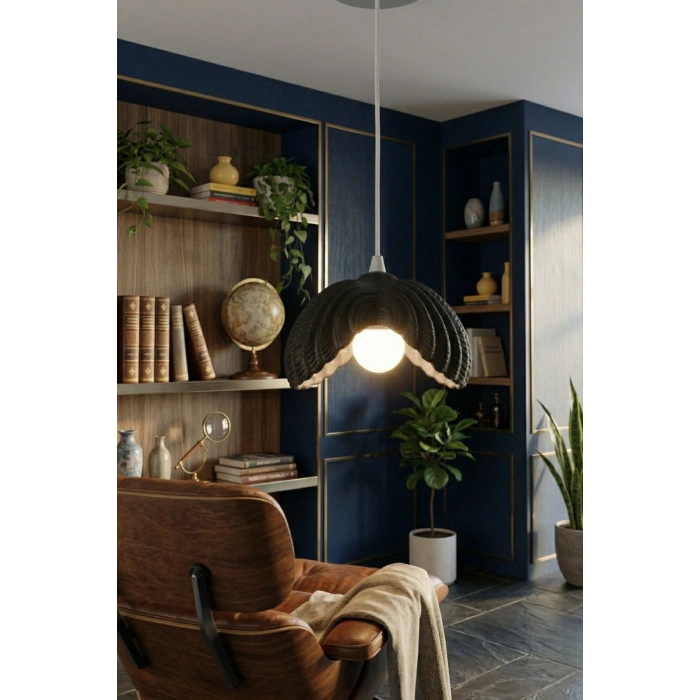 Siyah Tekli Lotus Avize 24 x 24