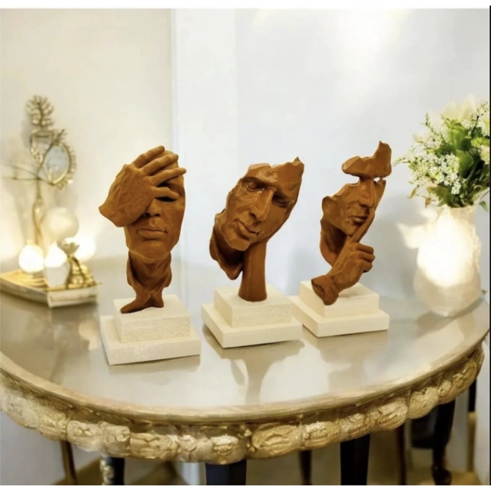 Soyut 3 Lü Düşünür Heykel Biblo Dekor