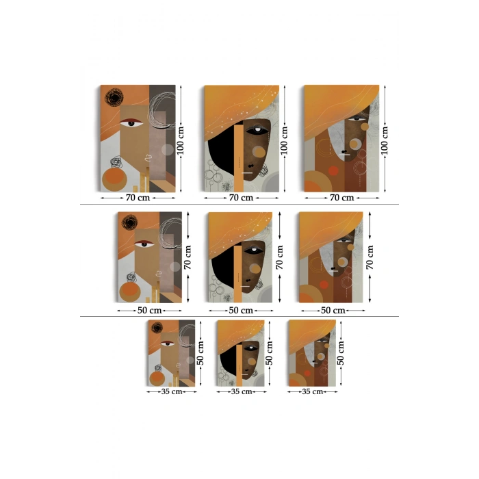Soyut Sürreal Kadınlar Dekoratif Duvar Tablosu Üçlü Set-DP-93