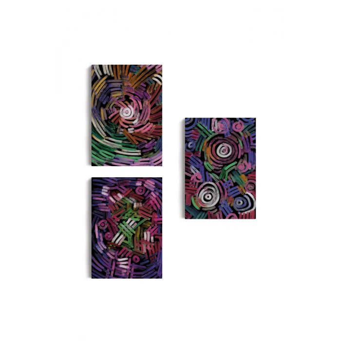Soyut Sürreal Şekiller Dekoratif Duvar Tablosu Üçlü Set-EŞ-118
