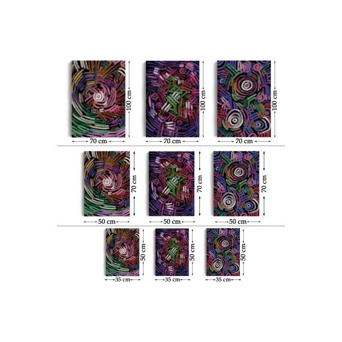 Soyut Sürreal Şekiller Dekoratif Duvar Tablosu Üçlü Set-EŞ-118