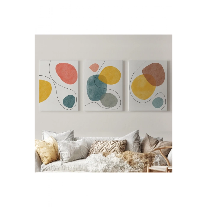 Soyut Tablo Seti 3 Parça Dekoratif Duvar Tablosu-AA-1