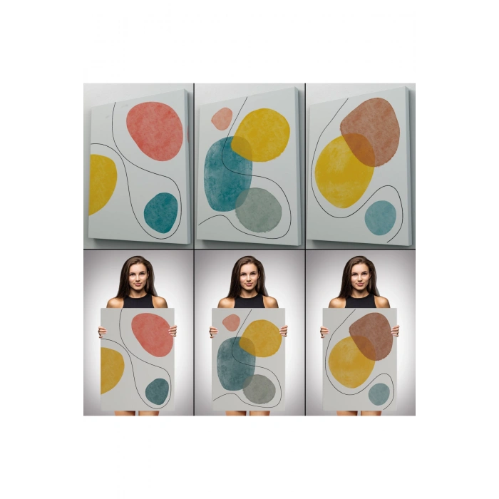 Soyut Tablo Seti 3 Parça Dekoratif Duvar Tablosu-AA-1