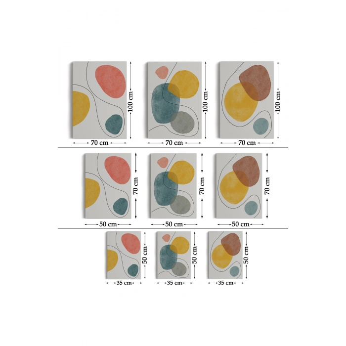 Soyut Tablo Seti 3 Parça Dekoratif Duvar Tablosu-AA-1