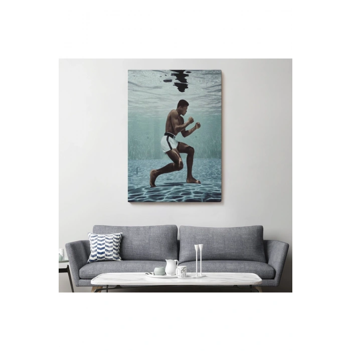 Su Altında Antreman Yapan Boksor Muhammet Ali Duvar Tablosu-6234