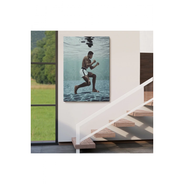 Su Altında Antreman Yapan Boksor Muhammet Ali Duvar Tablosu-6234