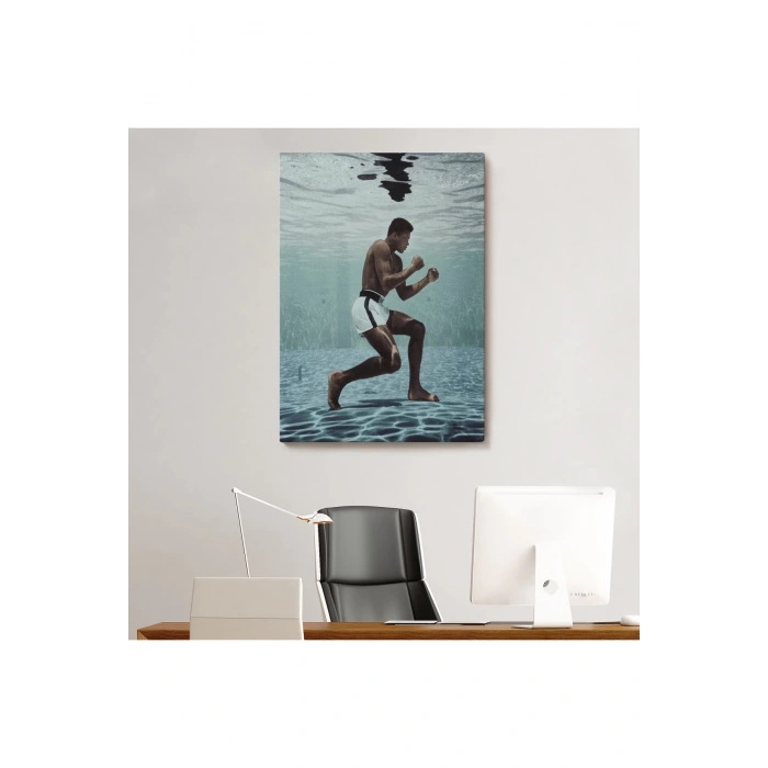 Su Altında Antreman Yapan Boksor Muhammet Ali Duvar Tablosu-6234
