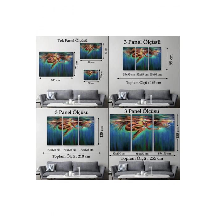 Su Altındaki Kadın Dekoratif Duvar Tablosu-6653