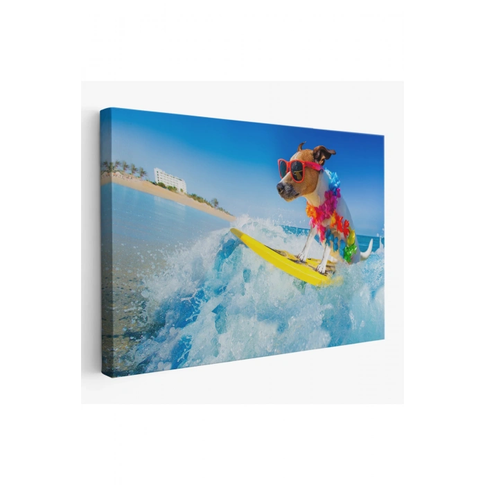 Su Kayağı Yapan Köpek  Dekoratif Kanvas Tablo 1155