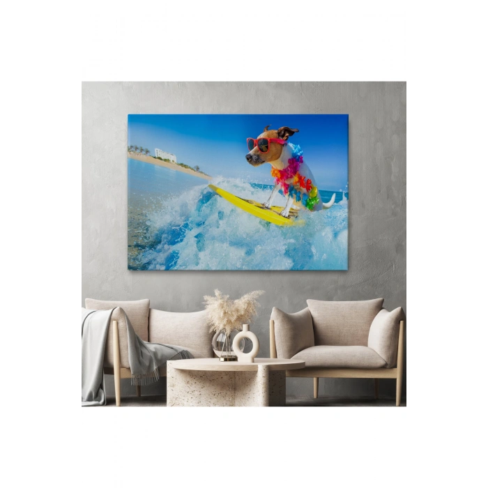 Su Kayağı Yapan Köpek  Dekoratif Kanvas Tablo 1155