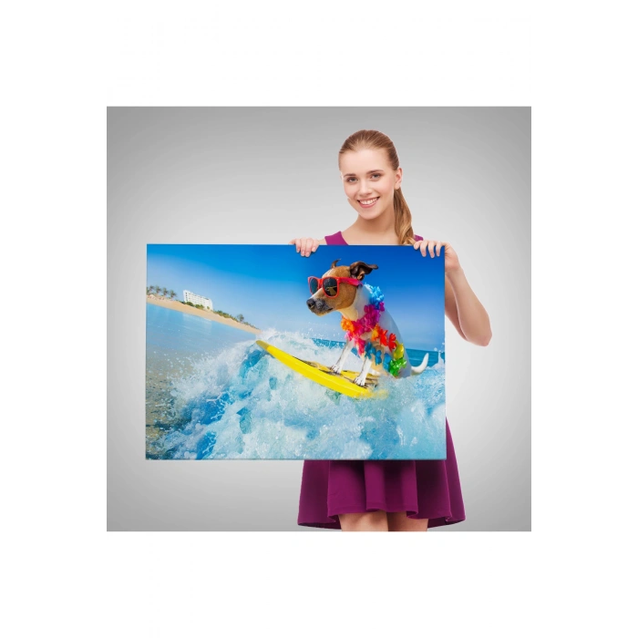 Su Kayağı Yapan Köpek  Dekoratif Kanvas Tablo 1155