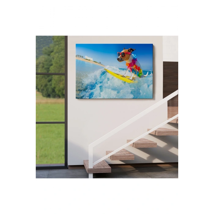 Su Kayağı Yapan Köpek  Dekoratif Kanvas Tablo 1155