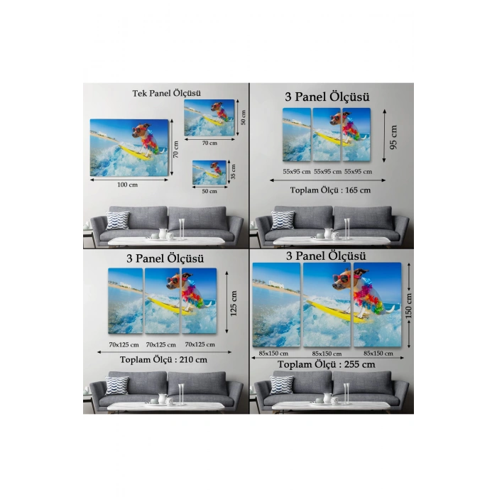 Su Kayağı Yapan Köpek  Dekoratif Kanvas Tablo 1155