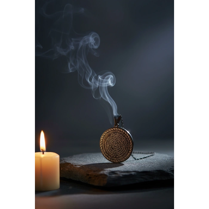 Süleyman Mührü ve Cin Mektubu Yazılı Çelik Kolye Kararmaz Paslanmaz Çelik Zincirli Unisex Kolye