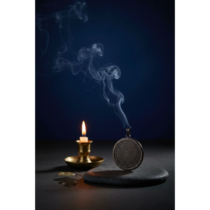 Süleyman Mührü ve Cin Mektubu Yazılı Çelik Kolye Kararmaz Paslanmaz Çelik Zincirli Unisex Kolye